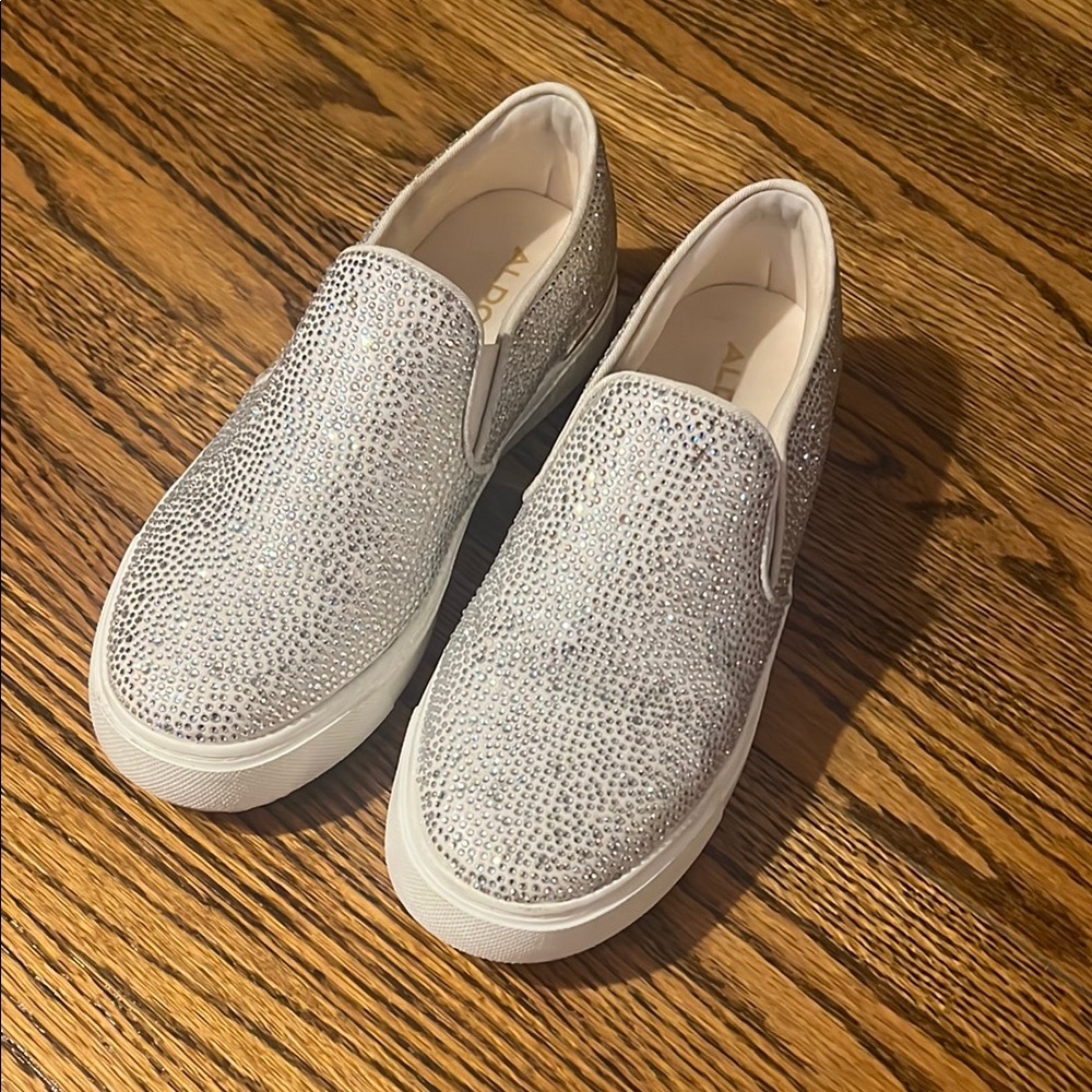 Aldo Silver Women's Slip-On Sneakers